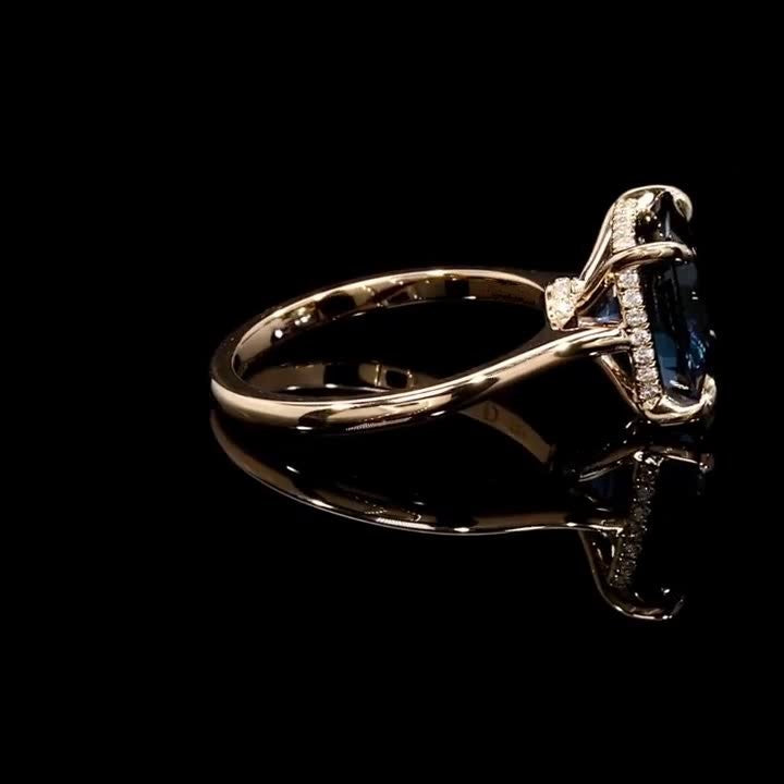 4.0CT Rose Gold Cushion Cut Blue Sapphire Sterling Silver Engagement Ring Shineofdiamond