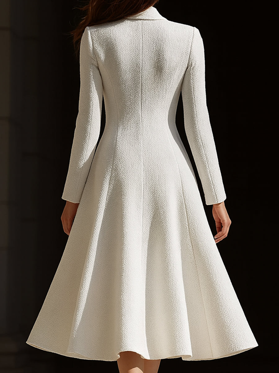 Ivory Tweed Tailored Lapel Midi Dress ZJ