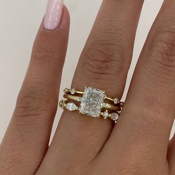 "Dreamy Wedding" Radiant Cut Sterling Silver Bridal Set With Round & Marquise Design shineofdiamond