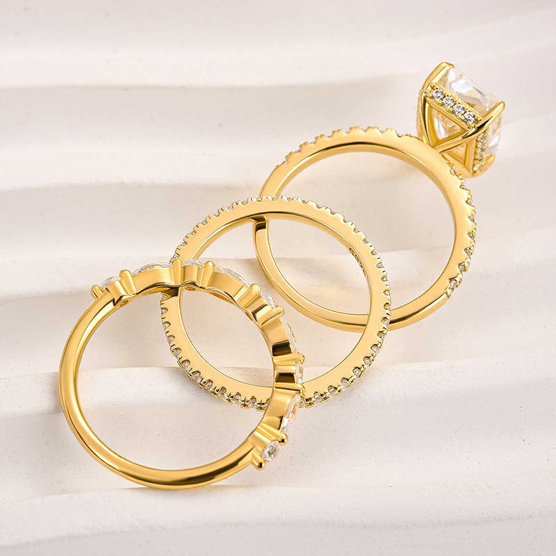 Noble Radiant Cut 3PC Wedding Bridal Set in Sterling Silver shineofdiamond
