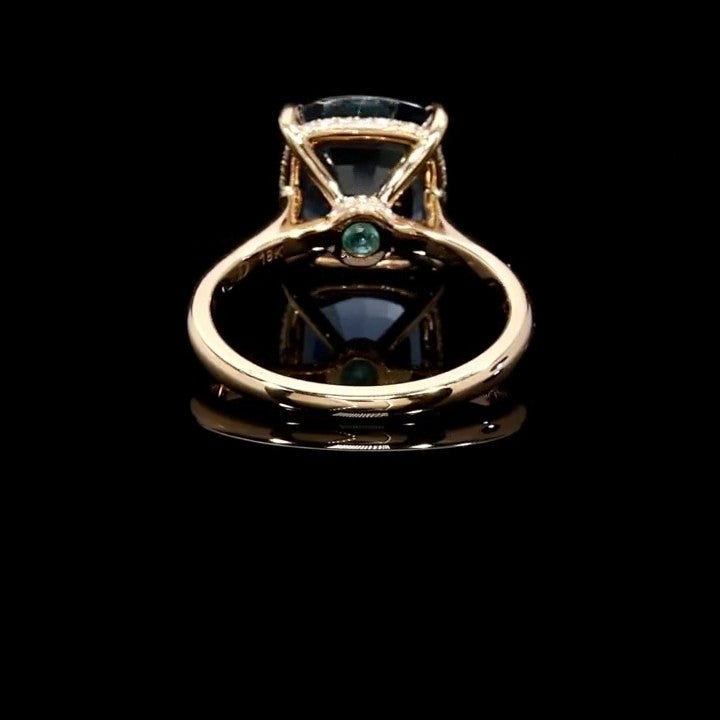 4.0CT Rose Gold Cushion Cut Blue Sapphire Sterling Silver Engagement Ring Shineofdiamond