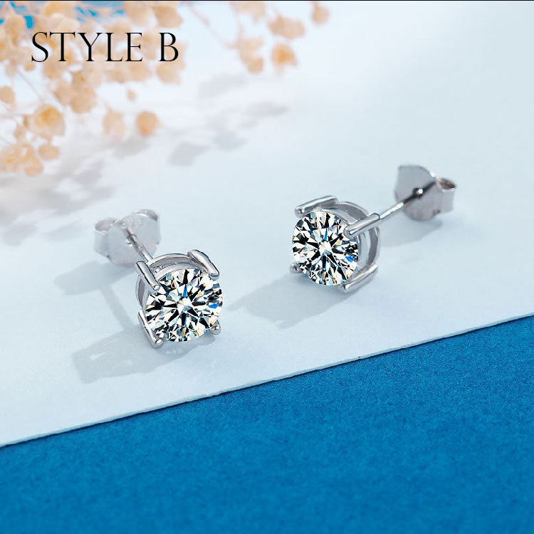 Moissanite Sterling Silver Earrings For Women shine of diamond