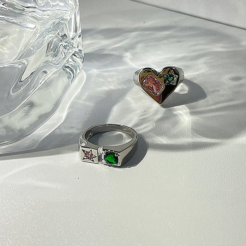 Retro Heart Design Adjustable Open Rings Dobrilajewelry