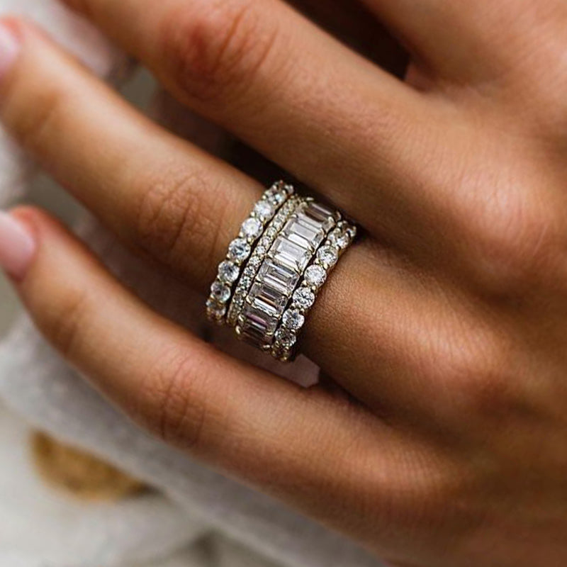 Luxury 4pcs Stackable Wedding Band Set In Sterling Silver Shineofdiamond