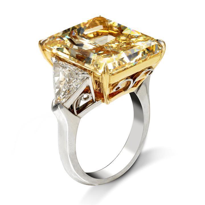 Radiant Cut Fancy Yellow Engagement Ring Shineofidamond