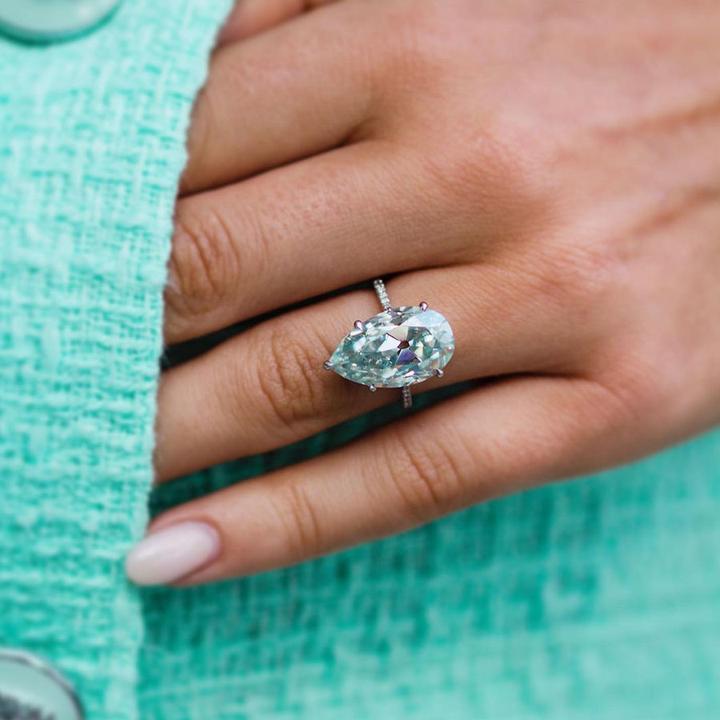 Pear Cut Sterling Silver Solitaire Engagement Ring shineofdiamond
