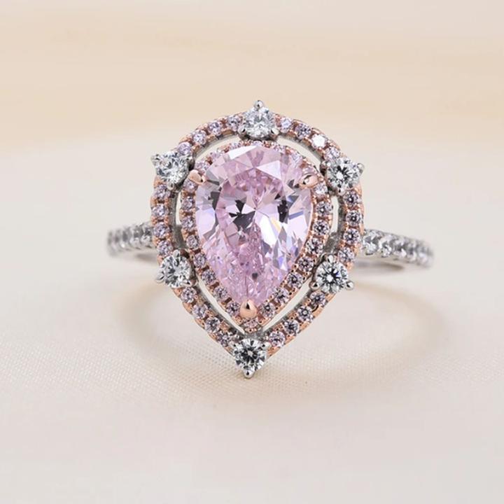 Double Halo Pear Cut 925 Sterling Silver Engagement Ring Shineofidamond
