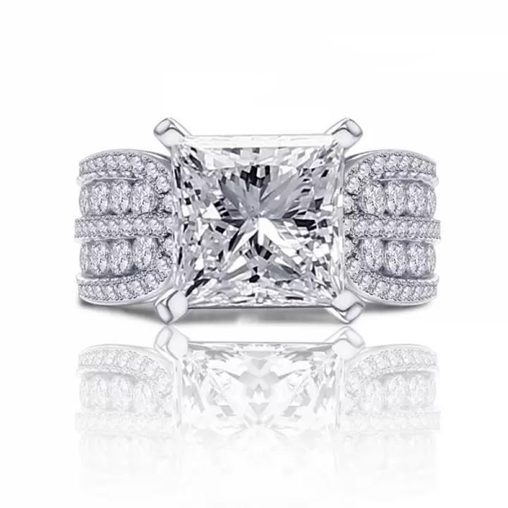 Princess Cut Engagement Ring in Sterling Silver Shineofdiamond
