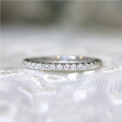 Classic Eternity Thin Sterling Silver Wedding Band Shineofdiamond