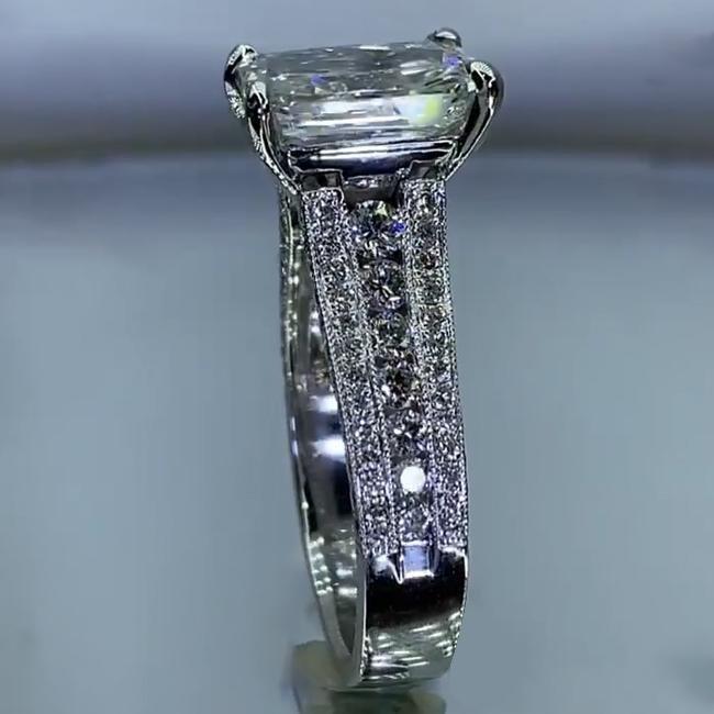 4.0 CT Radiant Cut Sterling Silver Engagement Ring Shineofdiamond