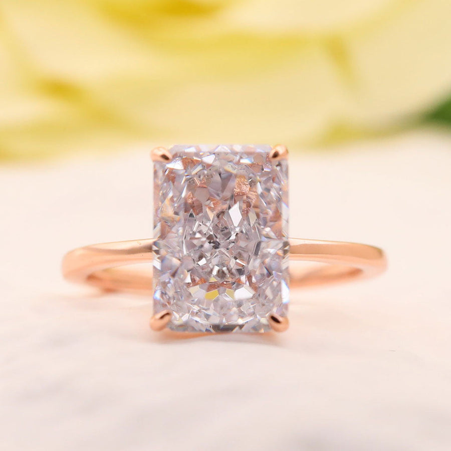 Stunning Radiant Cut Sterling Silver Bridal Set In Rose Golden Tone Shineofdiamond