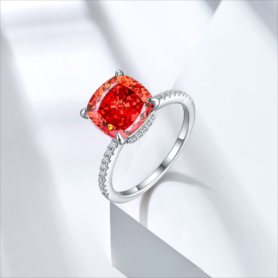 5.0CT Cushion Cut Sterling Silver Engagement Ring with Double Halo(Multi Color Available) shine of diamond