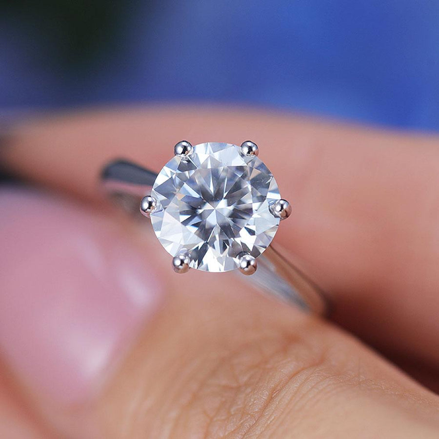 ShineofDiamond Classic 6 Prong Round Cut Moissanite Ring Shine of Diamond