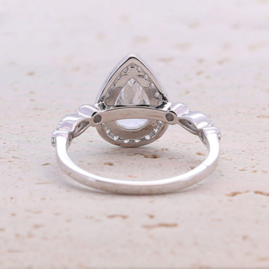 1.5CT Retro Pear Cut Half Eternity Engagement Ring shine of diamond