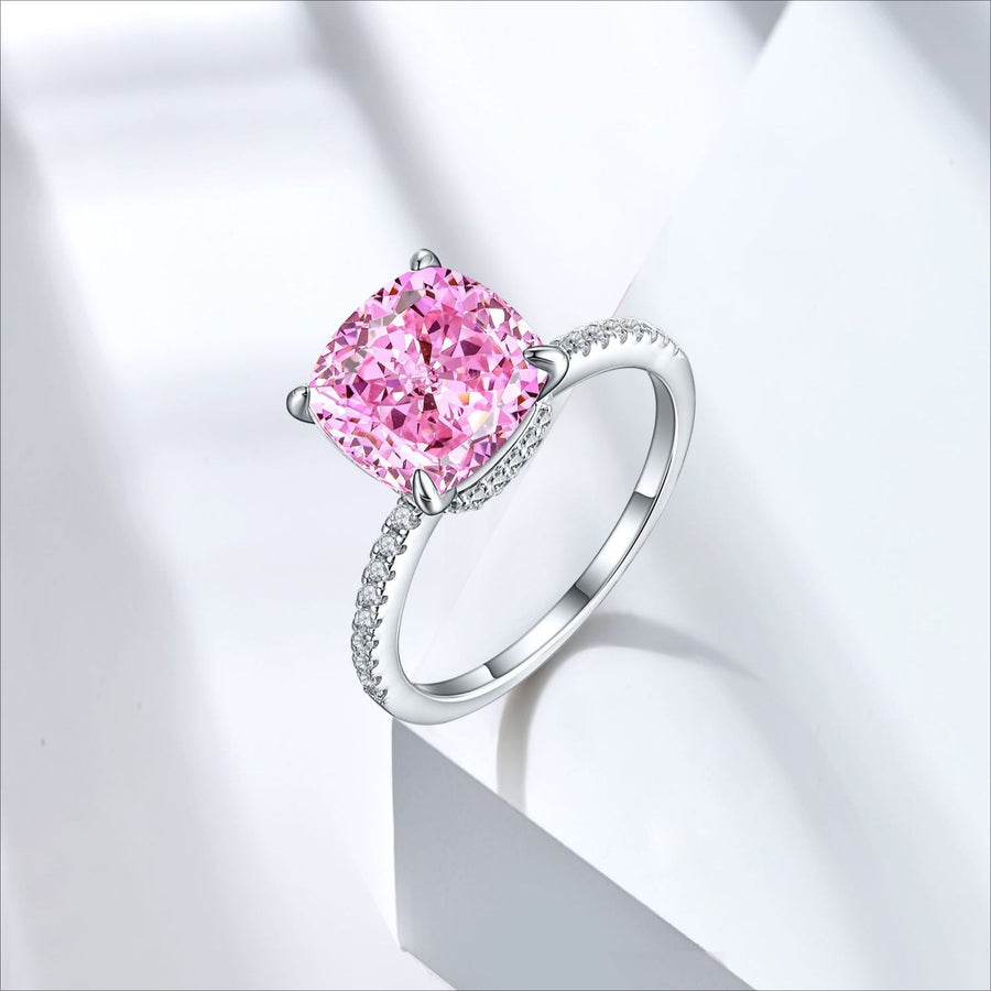 5.0CT Cushion Cut Sterling Silver Engagement Ring with Double Halo(Multi Color Available) shine of diamond