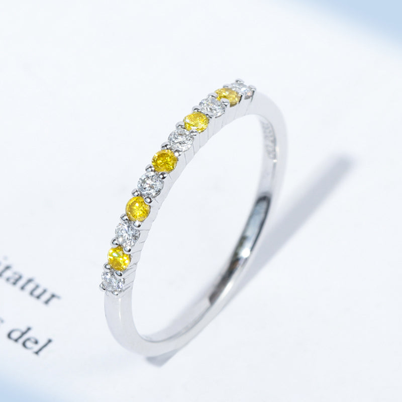 Two Tone Design 18k White Gold Plated Band Shine of Diamond
