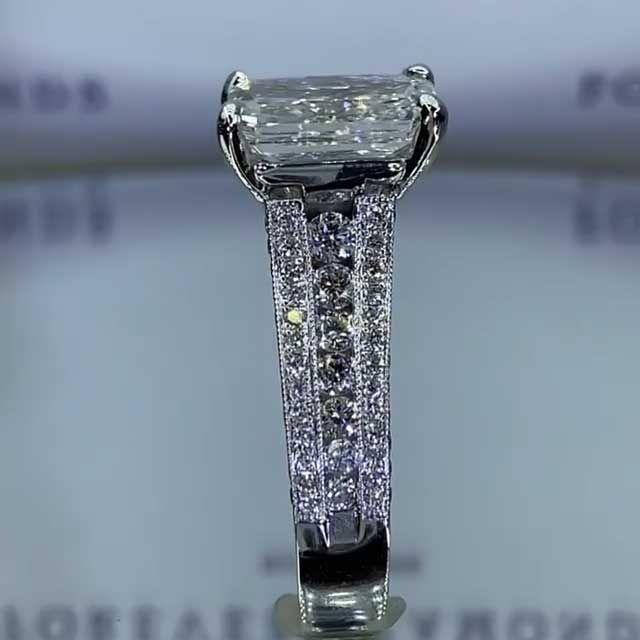 4.0 CT Radiant Cut Sterling Silver Engagement Ring Shineofdiamond