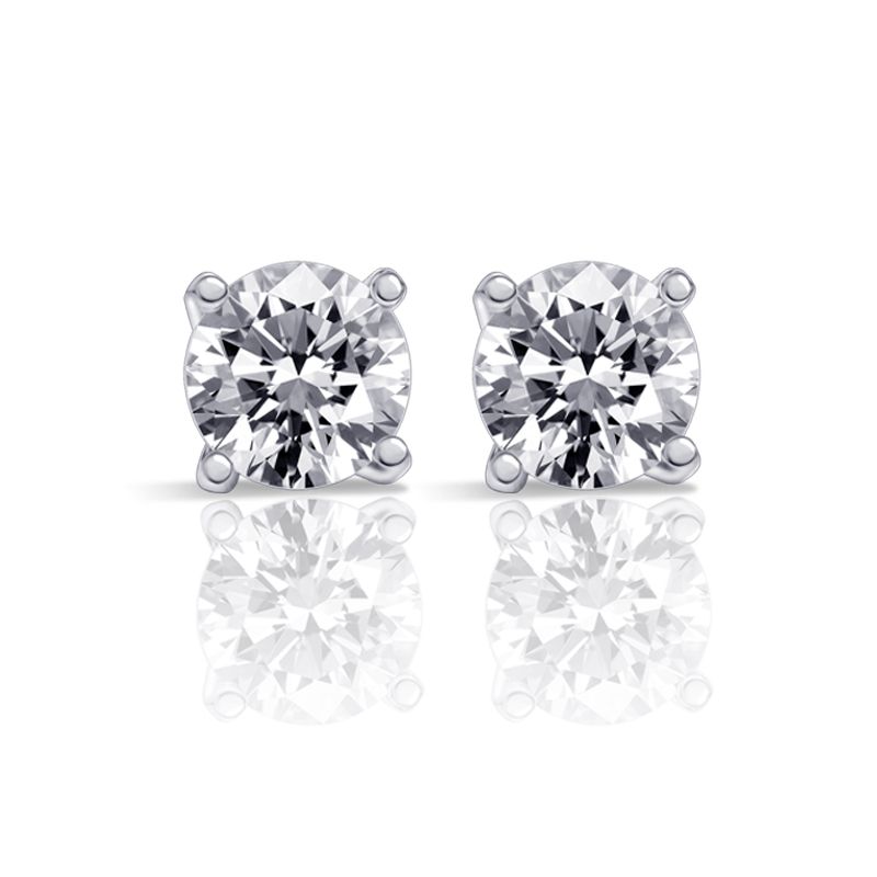 Round Cut 2.0ct Double Under Halo Diamond Stud Earrings shineofdiamond