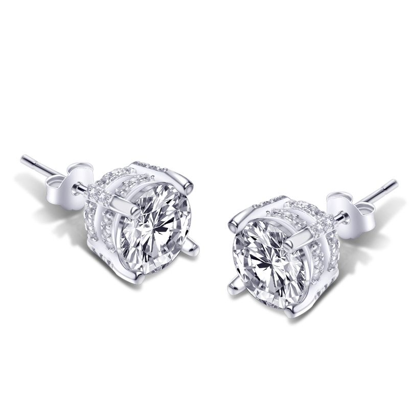 Round Cut 2.0ct Double Under Halo Diamond Stud Earrings shineofdiamond
