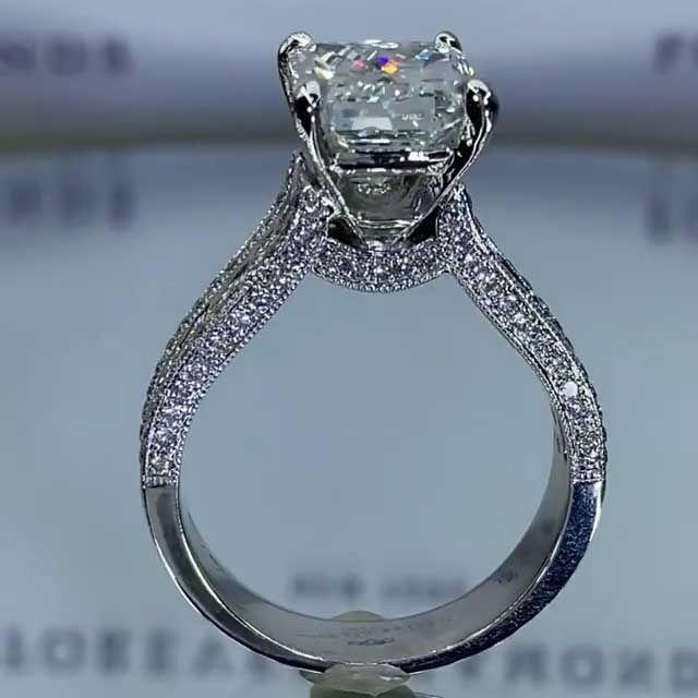 4.0 CT Radiant Cut Sterling Silver Engagement Ring Shineofdiamond