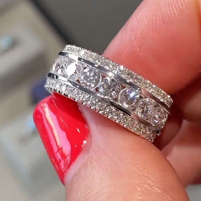 Round Cut Eternity Anniversary Wedding Band Shineofidamond