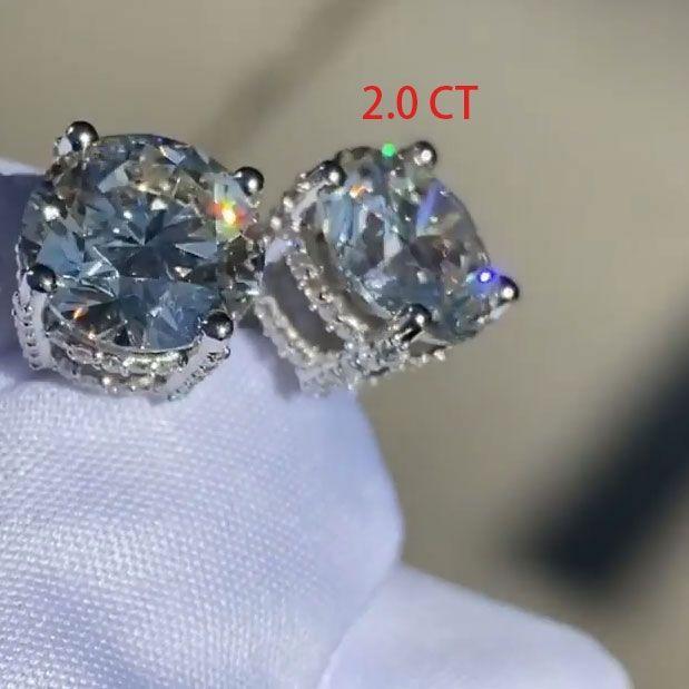 Round Cut 2.0ct Double Under Halo Diamond Stud Earrings shineofdiamond
