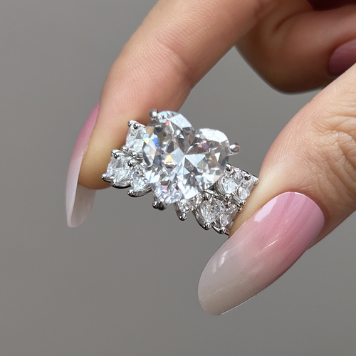 "Heart to Heart" Cut Sterling Silver Bridal Set Shineofdiamond