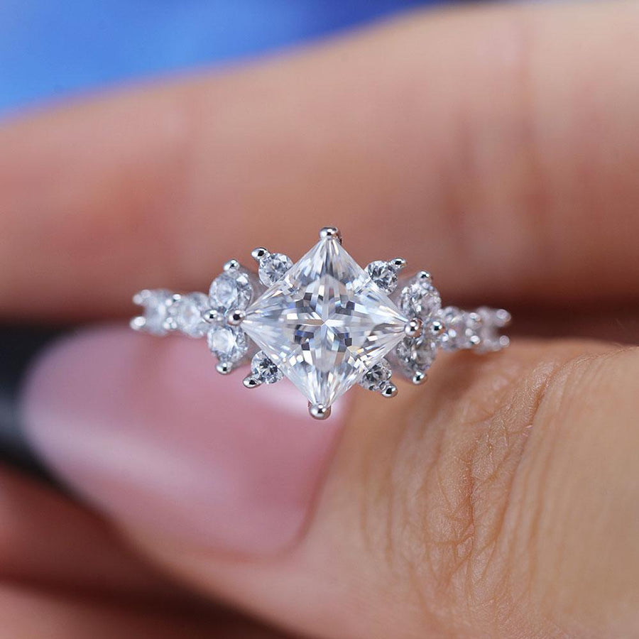 ShineofDiamond Retro Design Princess Cut Moissanite Ring Shine of Diamond