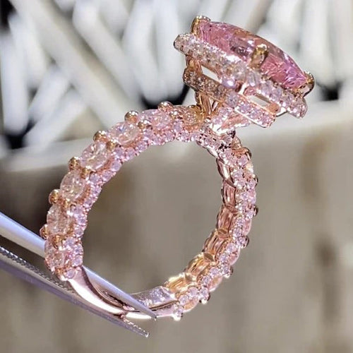 Stunning Pink Under Halo Sterling Silver Engagement Ring hot