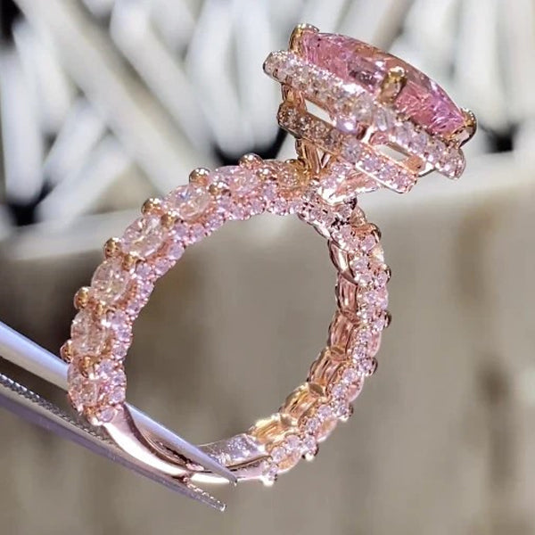 Stunning Pink Under Halo Sterling Silver Engagement Ring hot