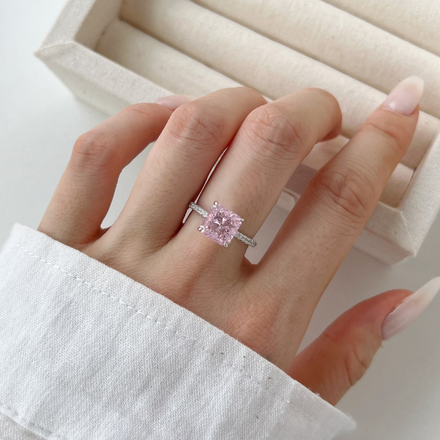 Elegant Radiant Cut Sterling Silver Engagement Ring Shineofdiamond