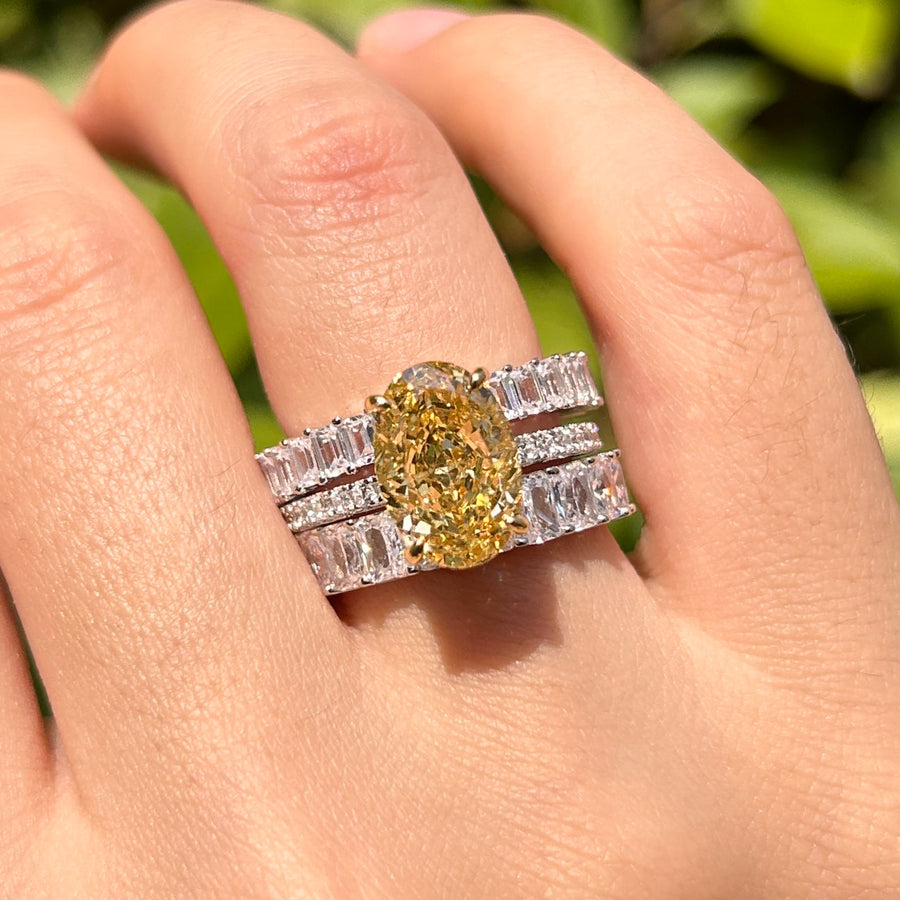 3 Pcs Yellow Oval Cut Sterling Silver Bridal Set Carly Jewelry