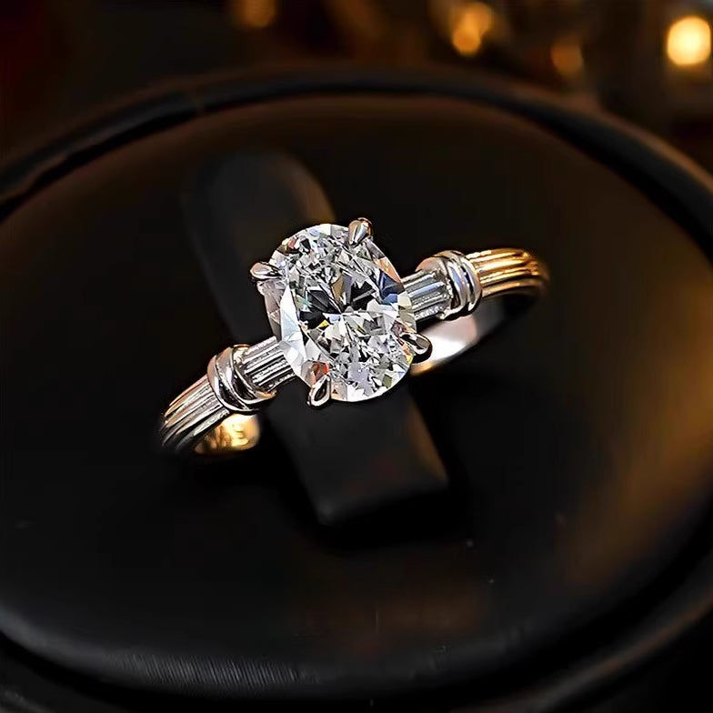 Unique Design 2.0CT Oval Cut Solitaire Engagement Ring shine of diamond
