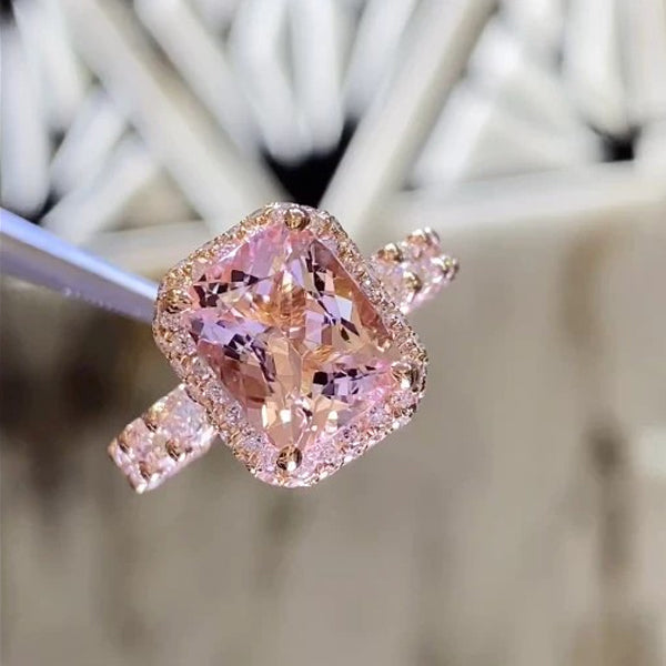 Stunning Pink Under Halo Sterling Silver Engagement Ring hot