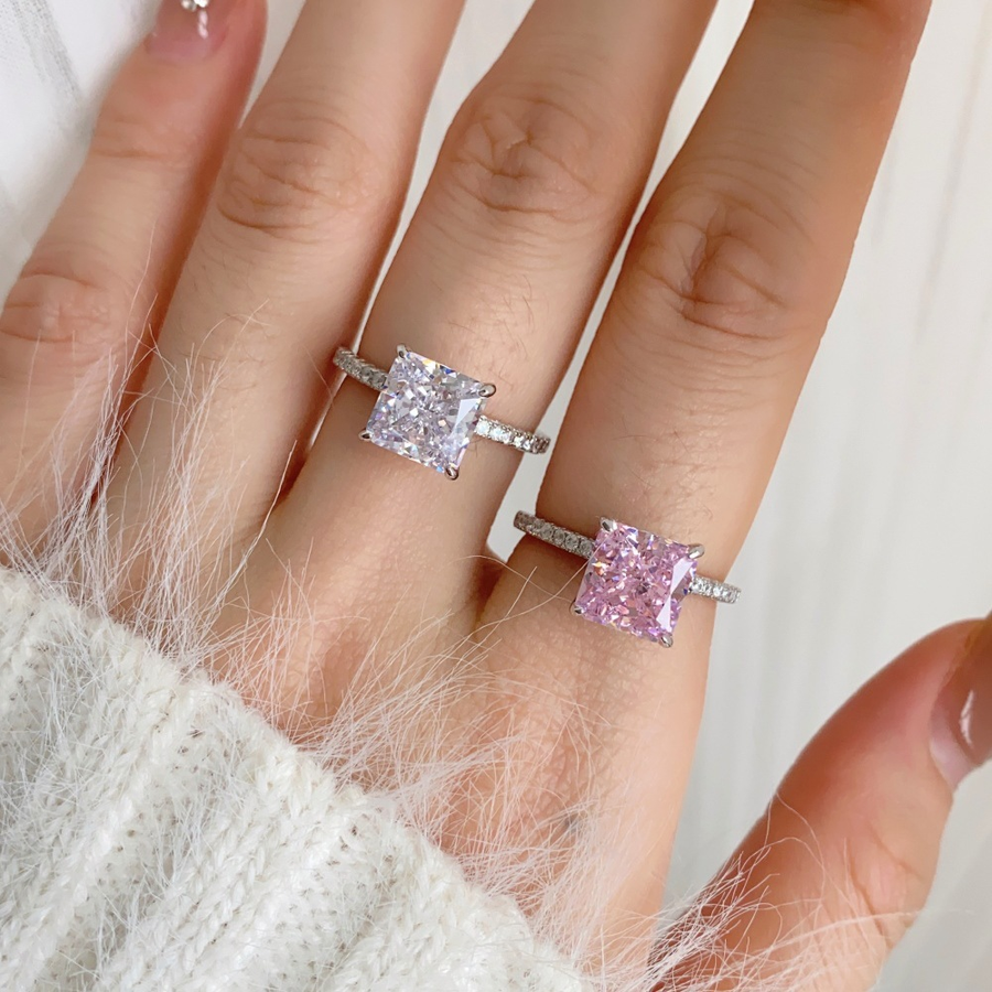 Elegant Radiant Cut Sterling Silver Engagement Ring Shineofdiamond