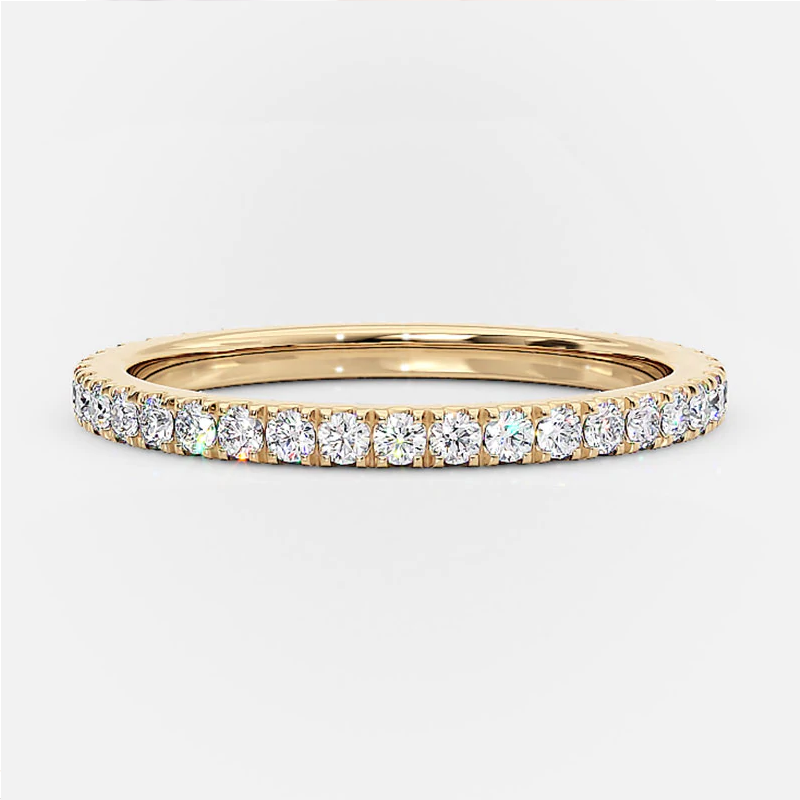 Classic Golden Tone Eternity Sterling Silver Wedding Band Shineofdiamond