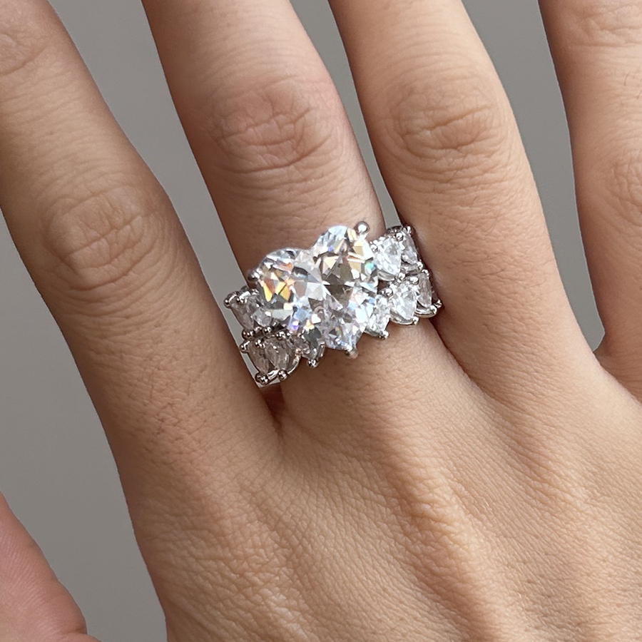 "Heart to Heart" Cut Sterling Silver Bridal Set Shineofdiamond