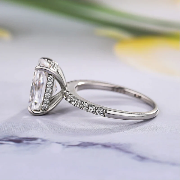 4PCS Radiant Cut Ring With Baguette & Pear Band Bridal Set in Sterling Silver Shineofdiamond