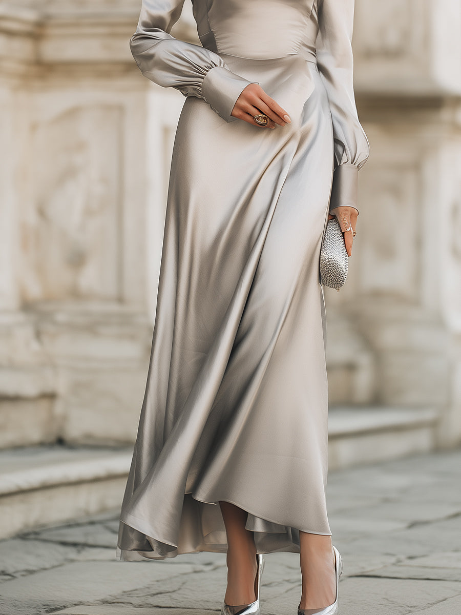 Draped Cowl Neck Long Evening Gown XYS