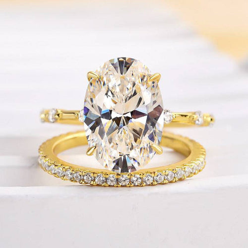 Yellow Gold Tone Oval Cut Wedding Bridal Set In Sterling Silver Shineofdiamond