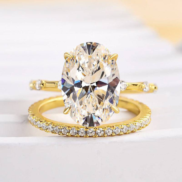 Yellow Gold Tone Oval Cut Wedding Bridal Set In Sterling Silver Shineofdiamond