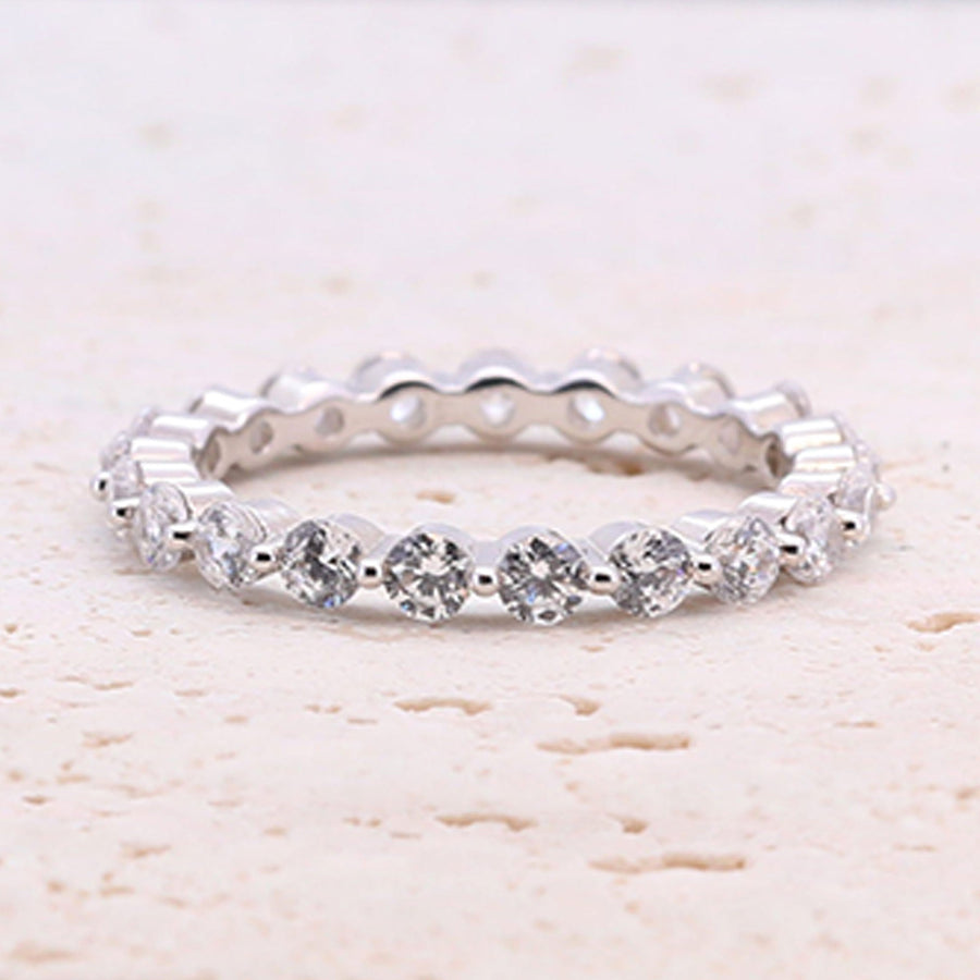 4.0CT Three Stone Pink Sterling Silver Engagement Ring with Eternity Band shine of diamond