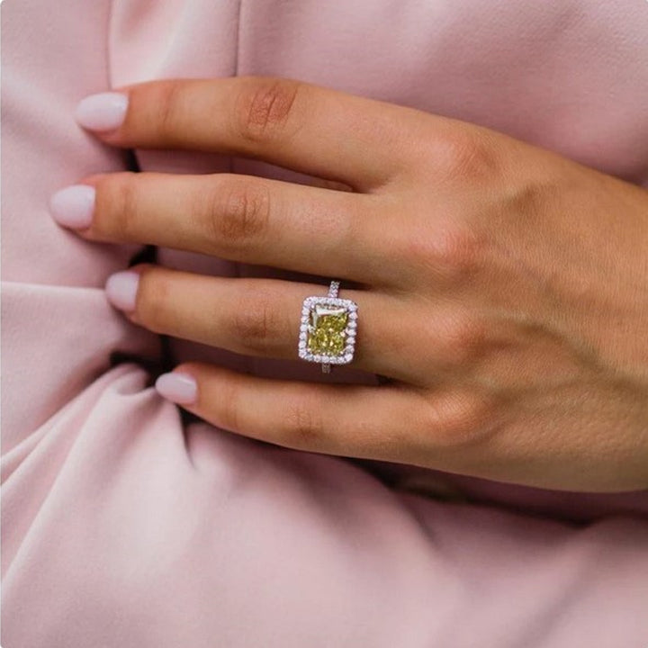 Gorgeous Halo Radiant Cut Yellow Gemstone  Engagement Ring shineofdiamond