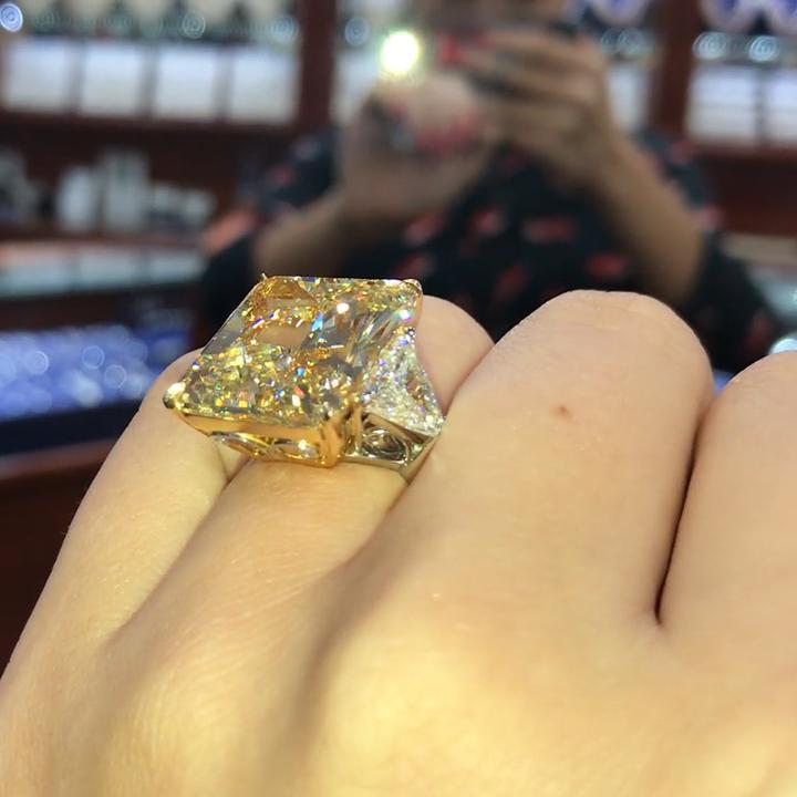 Radiant Cut Fancy Yellow Engagement Ring Shineofidamond