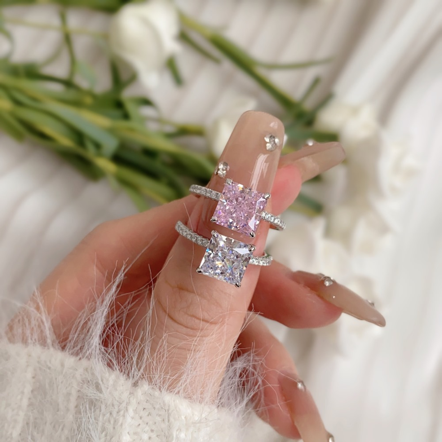 Elegant Radiant Cut Sterling Silver Engagement Ring Shineofdiamond