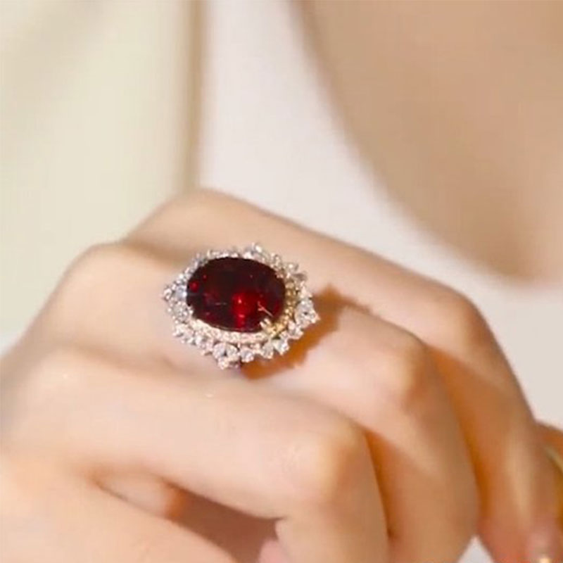 7.0ct Vintage Cluster Ruby Oval Cut Sterling Silver Engagement Ring hot
