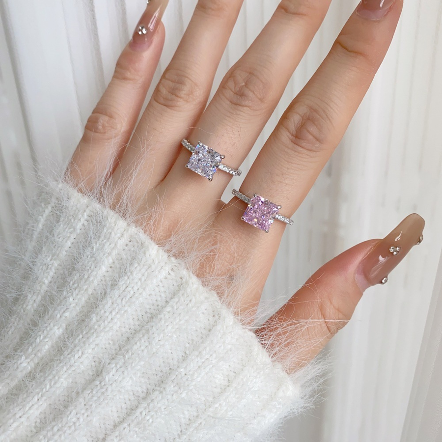 Elegant Radiant Cut Sterling Silver Engagement Ring Shineofdiamond