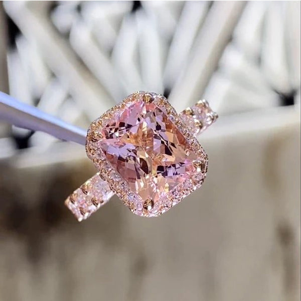 Stunning Pink Under Halo Sterling Silver Engagement Ring hot