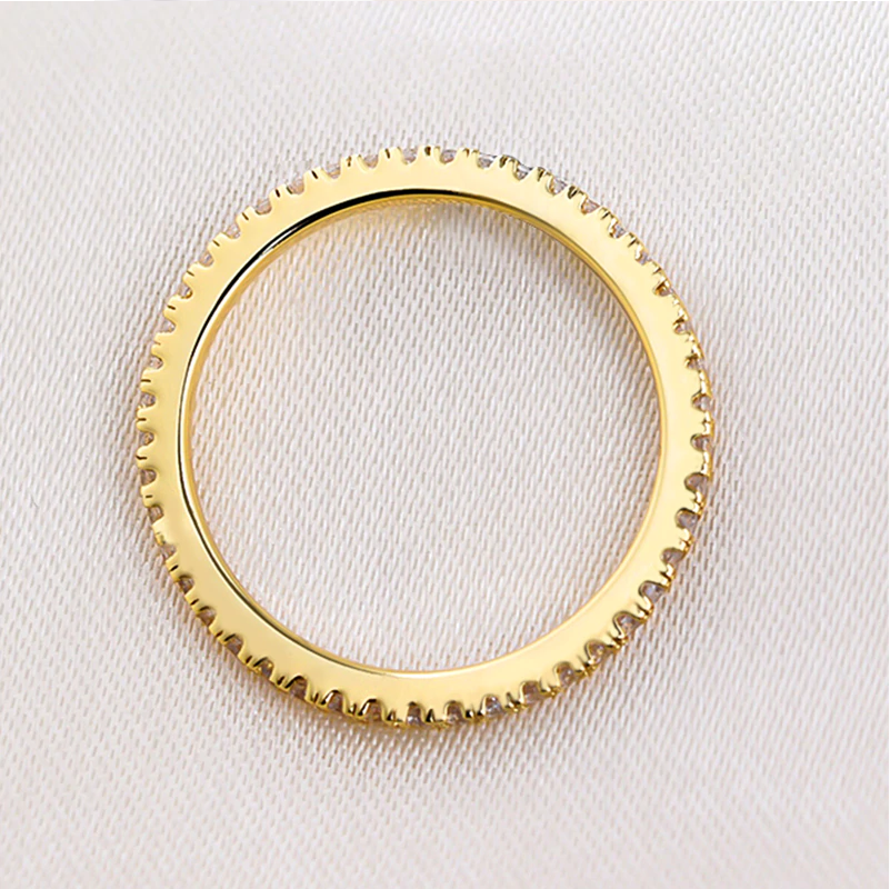 Classic Golden Tone Eternity Sterling Silver Wedding Band Shineofdiamond