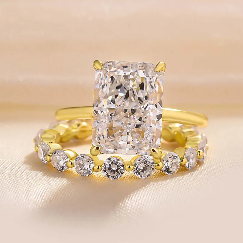 Stunning Radiant Cut Bridal Set In Sterling Silver Shineofdiamond